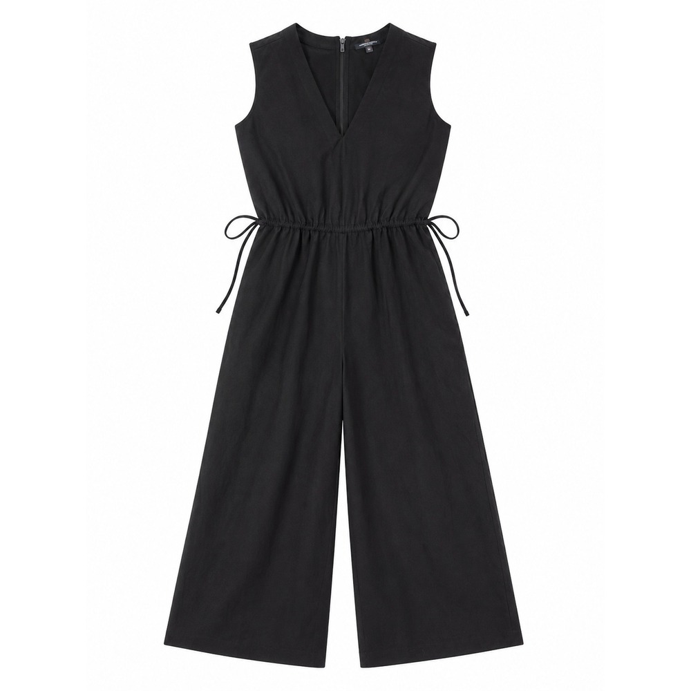 Calvin Klein Women's Black Wide Leg Sleeveless Drawstring Waist Jumpsuit Size 12